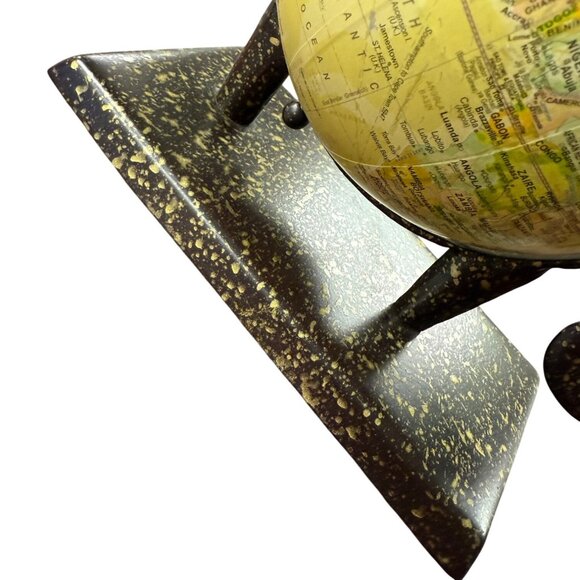 Vintage Elephant-Themed Globe With Speckled Black & Gold Metal Stand - Picture 6 of 9